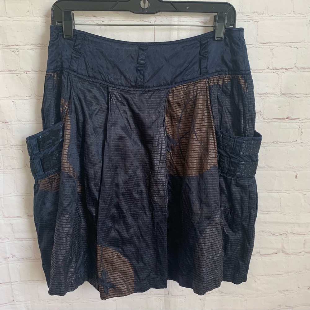 Custo Barcelona metallic skirt blue and bronze with pockets!